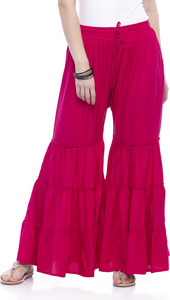 A R SILK Flared Women Pink Trousers