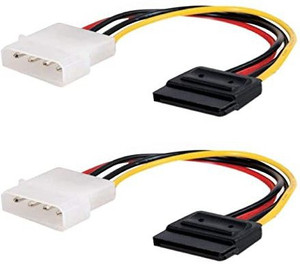 Wizzo Power Sharing Cable 0.05 m (Pack of 2 Pieces) 4 Pin Molex to SATA Power Cable Adapter for Internal Hard Disk Drive, HDD, SSD & DVD Writer
