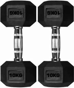 FITRXX STEEL IRON RUBBER COATED | FULL BODY WORKOUT (Set Of 2) 10Kg Pair Fixed Weight Dumbbell