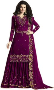 THE 9192 Silk Embroidered Kurta & Sharara Fabric