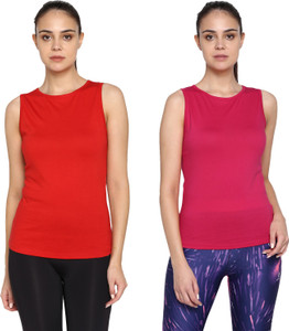Ap'pulse Solid Women Round Neck Multicolor T-Shirt