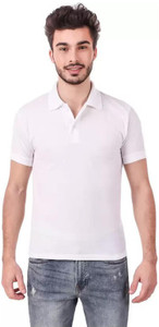 FNKSTYLE Solid Men Polo Neck White T-Shirt