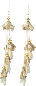 Mass Pro Net Pearl 3Layer Handmade Latkan white & Golden Colour Suitbl For Suit Sari Gown ETC Brooch