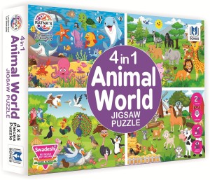 Ratnas 4 In 1 Animal World Jigsaw puzzle for kids. 4 puzzles 35 pieces each