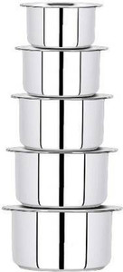 LIMETRO STEEL High Quality Stainless Steel Set of 5 Induction Base Tope Set / Cookware Set with lid Multipurpose Capacity (5 Pieces. 1 Ltr, 1.5 Ltr, 2 Ltr, 2.5 Ltr, 3 Ltr) Induction Bottom Cookware Set