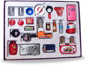 BVM GROUP Nano Kitchen 22 Pcs Mini Plastic Non Toxic Indian Kitchen Set Great Kitchen Toys for Girls (Kid's Love Kitchen Set) Indoor Game ,Best for Gift/Return Gift