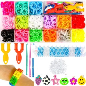 Authfort 4200 Rainbow Rubber Bands Bracelet Making Kit with Loom Bands Storage Container Mega Refill Kit Great Gift for Kids
