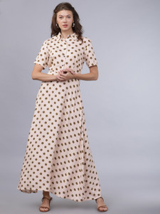 Tokyo Talkies Women A-line Multicolor Midi/Calf Length Dress
