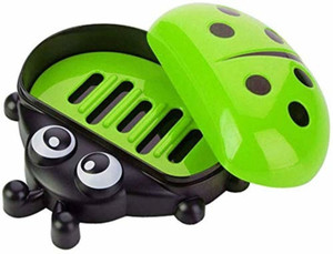 Gugzy Cute Lady Bug Soap Box Holder with Cover Bathroom Storage Shelves Racks Floor Type Kitchen Sponge Drain Holder Accessories Supplies I Lady Bug Soap Box I Lady Bug Soap Case I Cute Soap Case I LadyBug Soap Case for Kids
