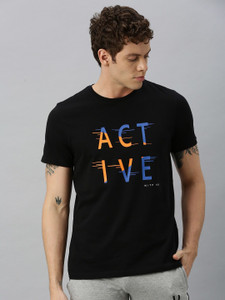 HRX by Hrithik Roshan Typography Men Round Neck Black T-Shirt
