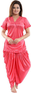 Delight Women Solid Pink Night Suit Set