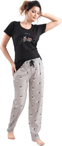 DZZO Women Printed Multicolor Top & Pyjama Set