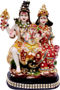 Maankind shiv parivar,shiv parivar murti, shiva parvati idol, shiv parvati murti, adiyogi Decorative Showpiece  -  19 cm