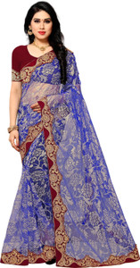 Aruna Sarees Self Design, Embellished, Floral Print Bollywood Net Saree
