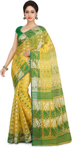 WoodenTant Woven Jamdani Cotton Silk Saree