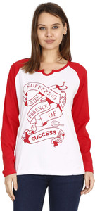 Fleximaa Printed Women Round Neck Red, White T-Shirt
