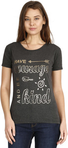 Fleximaa Graphic Print Women Round Neck Grey T-Shirt
