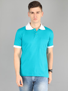 Fleximaa Solid Men Polo Neck Green T-Shirt