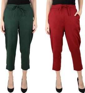 FLYJAG Regular Fit Women Green, Maroon Trousers