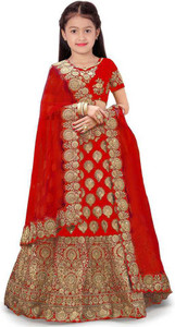 Clothes Shop Girls Lehenga Choli Ethnic Wear Embroidered Lehenga, Choli and Dupatta Set