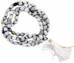krishnagallery1 Original Vijayanti Mala 108+1 Beads for Japa and Unisex Wearing Moonstone Platinum Plated Alloy Chain