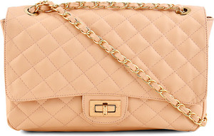 Lychee Bags Pink Sling Bag Peach PU Quilted sling and handbags