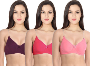 TEENY BOPPER Bra with Transparent Strap Women Full Coverage Non Padded Bra