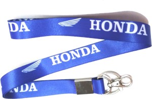Honda Blue Fabric Tag Id Card Holder hook & ring cloth KeyChain bike Lanyard