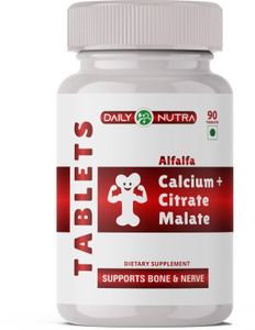 DAILY NUTRA Alfalfa Calcium Citrate Malate 1200mg with Vitamin D, K2, B12, Magnesium