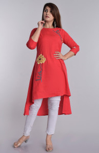 Jixpox Women Solid High Low Kurta