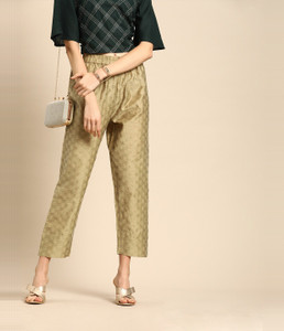 Varanga Regular Fit Women Gold Trousers