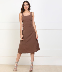 Tokyo Talkies Women Fit and Flare Brown Above Knee/Mid Thigh Length Dress