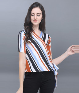 Selvia Casual Regular Sleeve Striped Women Multicolor Top