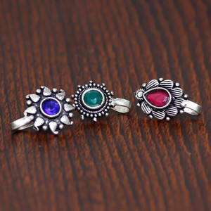 AHOORA ENTERPRISES Pearl Silver Plated Alloy Nose Stud