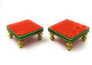 shinde exports Wooden Meenakari Chowki Bajot choki chaurang patla for Idols and Pooja Articles Wooden Pooja Chowki Wooden Pooja Chowki