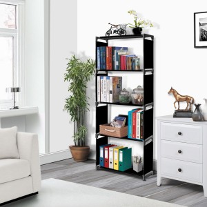 thos 5 Layer Simple Bookshelf/Multipurpose Rack/Children Bookcases/File Rack for Office/Storage Organizer/Cabinet Shelves for Bedroom Office Living Room Metal Open Book Shelf