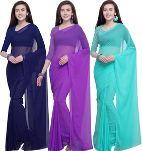 ANAND Dyed, Solid/Plain Daily Wear Georgette Saree