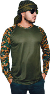 AXOLOTL Military Camouflage Men Round Neck Multicolor T-Shirt