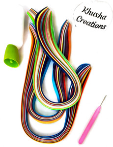 KHUSHA CREATIONS Quilling Kit (Multicolor Quiling Strips 3mm , 5mm , 7mm Total 1000 strips approx. With Quiling Needle and Glue