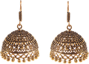 ज्वेलरीट्रैक Bollywood Oxidized Gold Plated Hook drop for women & girls Brass Jhumki Earring