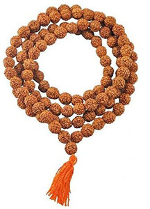 Dravina trader Nepali Rudraksha Mala in 108+1 Beads (Brown) Brass, NA Plated Stone Chain