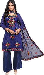 Ethnic Junction Chanderi Embroidered Salwar Suit Material