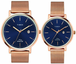 TIMEX Empera Round 41mm Blue Dial Analog Watch - For Couple