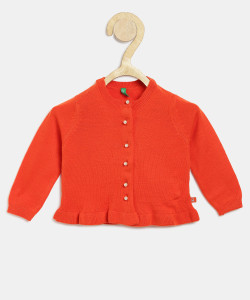 United Colors of Benetton Girls Button Solid Cardigan