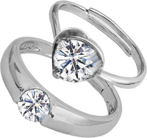 M Men Style Rhodium Plated Couple Ring Set With Cubic Zirconia Stone Anniversary Engagement Promise Friendship Valentines Day Rings Gift For Men And Women Stainless Steel Cubic Zirconia Rhodium Plated Ring Set