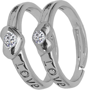 M Men Style Rhodium Plated Couple Ring Set With Cubic Zirconia Stone Anniversary Engagement Promise Friendship Valentines Day Rings Gift For Men And Women Stainless Steel Cubic Zirconia Rhodium Plated Ring Set