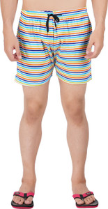 HOTFITS Striped Men Multicolor Basic Shorts