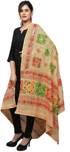 Gopveer Cotton Blend Embroidered Women Dupatta