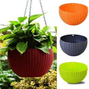 AGAMI 7" Woven Design Hanging Euro Basket For Indoor and Outdoor with Chain Plant Container Set