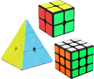 Authfort Speed Cube Set, 2x2x2 3x3x3 Pyramid Speed Cubes Bundle - Qiyi Qidi 2x2 Qihang 3x3 Qiming Pyramid Cube Puzzle Toys